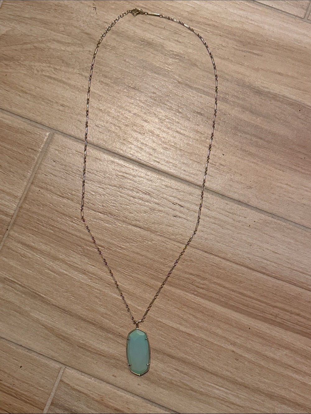 Kendra Scott Gold Necklace with Blue green opal Pendant